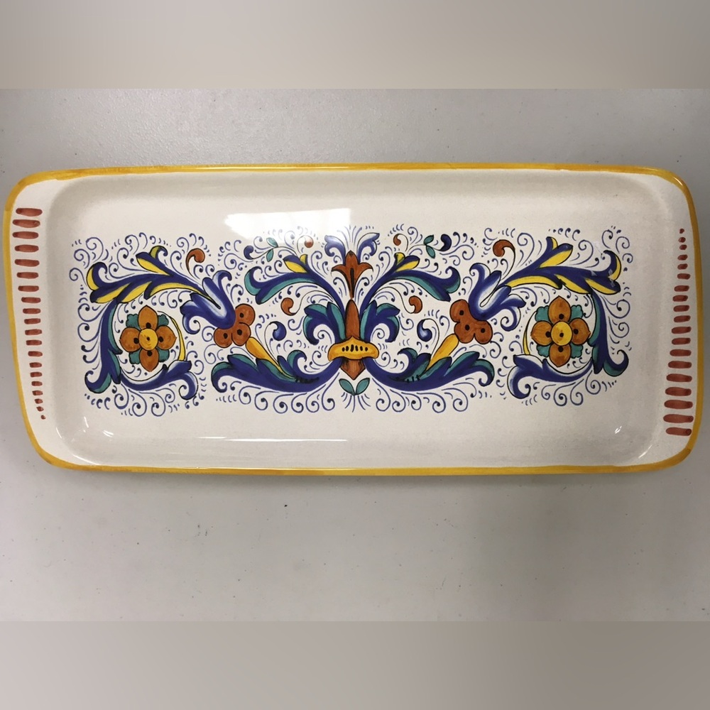 DERUTA ITALY RICCO MAJOLICA Platter 7 x 16 rectangular hand painted serving New